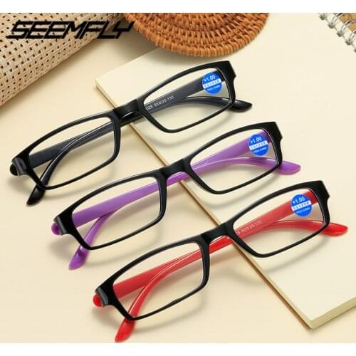 Seemfly Anti Blue Light Men Women Reading Glasses Fashion Clear Lens Presbyopic Eyeglasses Computer Goggle Magnifying Eyewear