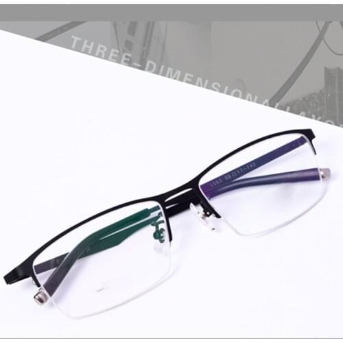 OEYEYEO 2018 Fashion Titanium Spectacle Frames Pure Titanium Half Rim Eyeglasses Frame Ultralight Mens Casual Business Glasses