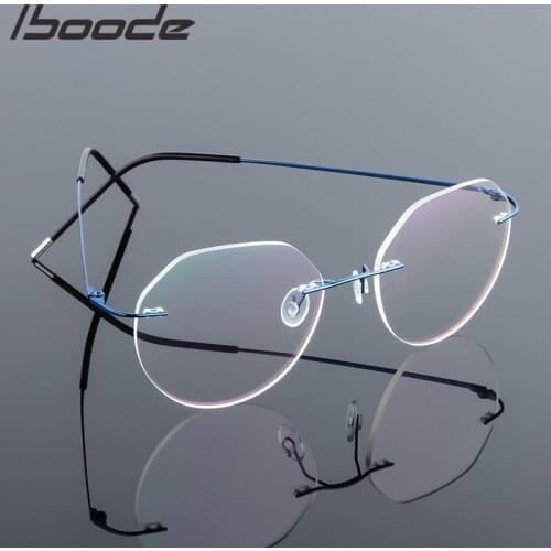 Iboode Ultralight Eyeglasses Frames Memory Titanium Rimless Reading Glasses Men & Women Presbyopic Eyeglasses Brand Design 2020