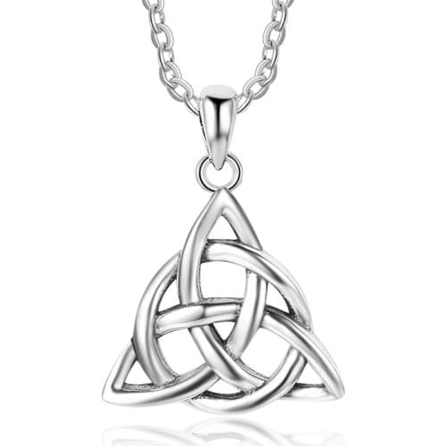 Silver Color Celtic Knot Necklaces Vintage Style Chain Necklace for Women Triple Knot Pendants Necklaces Fashion Jewelry Gifts
