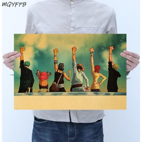 One Piece Anime Character Collection Kraft Paper Poster Wall Sticker Gift Decoration Household Goods 50.5x35cm