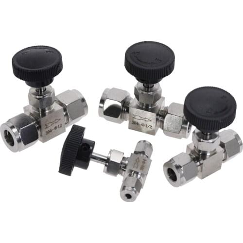 Stainless Steel 304 Adjustable Needle Valve O.D 3 4 6 8 10 12 Mm Tube Acid High Pressure Proof Straight Card Set Crane Valve