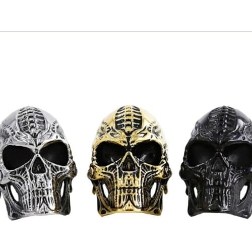 Retro Terror Skull Gold Plated Ring Men Punk Hip Hop Accessories Club Banquet Jewelry Trend Men Motorcycle Party Ring Best Gift