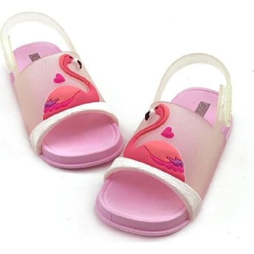 2021 Summer Kids Sandals For Girls Princess Shoes Children Flamingo Beach Little Boys Open Toe Flat Pearl Casual Sandals Fashion