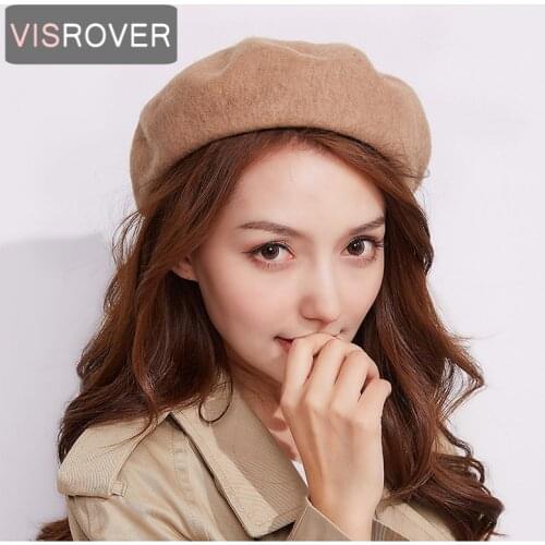 Wool Beret Female Winter Hats Women Flat Cap Knit 100% Cashmere Hats Lady Girl Berets Hat Bone Female Tocas Painter Hat
