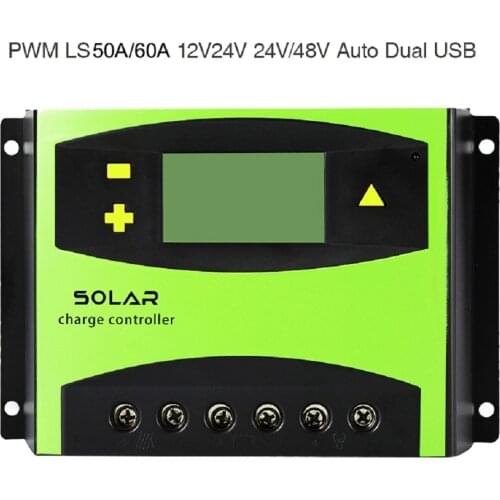 PWM 30A 40A 60A 12V/24V Solar Charge Controller with Dual USB Interface LCD Display Solar PV Charge Regulators