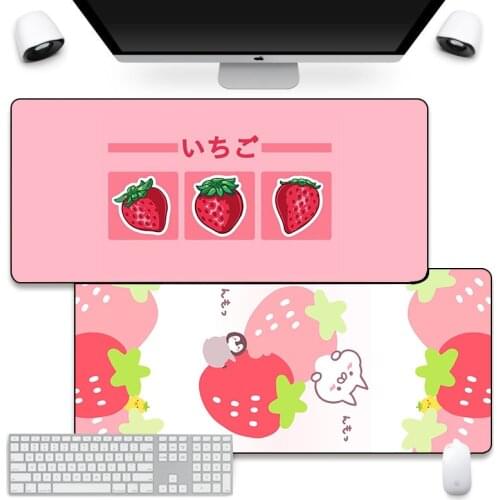 Cute Strawberry Mouse Pad Comtuper DeskMat Large XXL Mousepad Kawaii Gaming Accessoroes Laptop Gamer Keyboard Waterproof MausMat