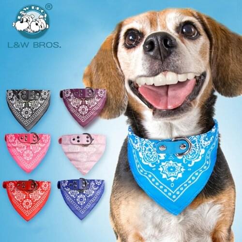 1pc Printed PU Leather Pet Collar Cool Scarf Dog-Collar Adjustable Pet Accessories Fashion Puppy Cat Scarf