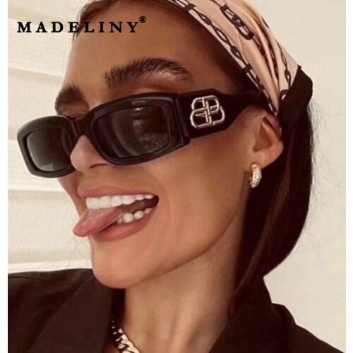MADELINY Oversized Goggles Rhinestone Large Frame Square Sunglasses Women Designer Shades Glasses Female Summer Eyewear MA059