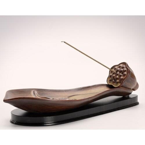 Lotus style antique ceramic incense line, temple, Buddha Joss stick incense burner, censer, indoor