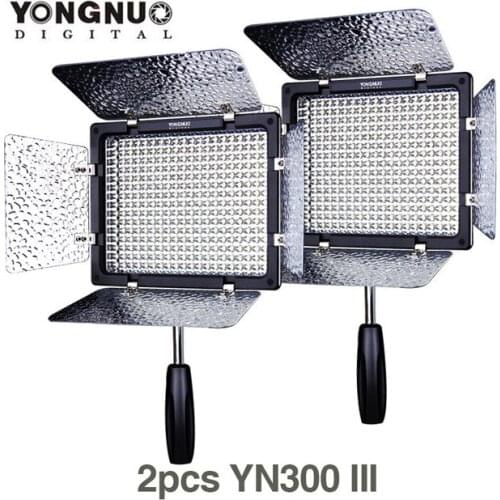 2PCS YONGNUO YN300 III YN-300 III CRI95 3200K-5500K LED Video Light with Barndoor led Panel