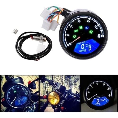 Motorcycle Speedometer Tachometer Digital Speed Gauge for 2/4 Cylinder