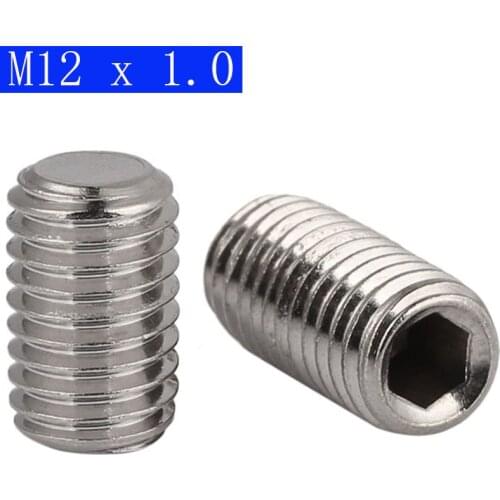 M12 x 1.0mm ( 12mm ) FINE PITCH Grub screws socket SET screws 304 stainless steel DIN 913