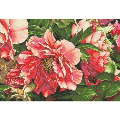 Higher quality cotton threads Lovely Counted Cross Stitch Kit Coral Peonies Peony Pink Flower Flowers dim 70-35298 35298