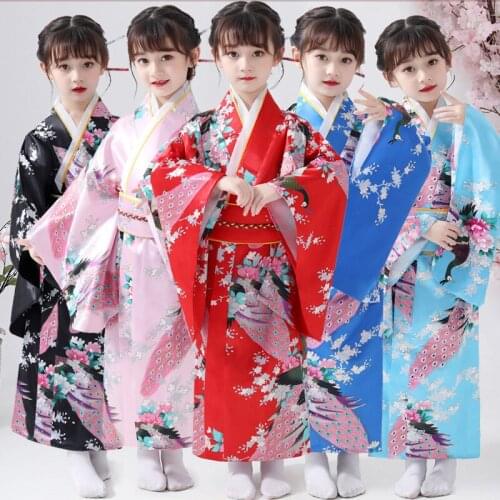 Japanese kimono girls childrens ethnic Traditional yukata students chorus performance Costumes dance performance costumes