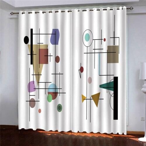High Blackout Curtains with Shade Cloth Abstract Geometry Digital Printed Fabric Curtain for Home Living Room Window Decoration