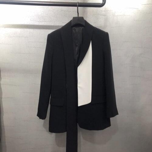 Ladies 2021 High New Quality Fashion Long Sleeve Lapel Collar Contrast Ribbon Jacket