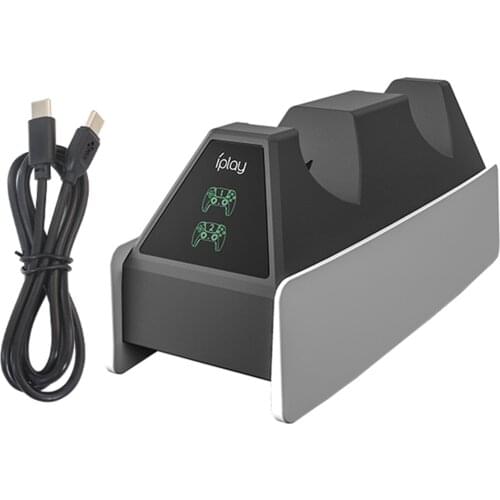 1pc LED Indicator Fast Charging Station for DualSense Controller Portable Double Gamepad Charger Adapter for PS5 Controllers