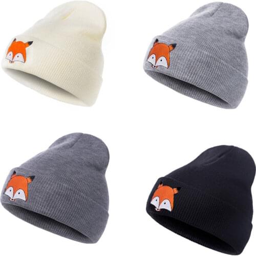 2020 New Toddler Kid Baby Girl Boy Fox Patchwork Cute Knitted Hat Warm Cap Infant Newborn Lovely Warm