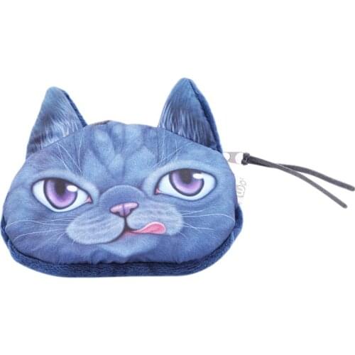 3D Girl Wallet Bag Ladies Face Zipper Mini Cute Cat Coin Purses Childrens Purse Bolsa De Moeda Coins Pouch Monedero Gato