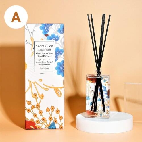 45ml Reed Diffuser Sets With Natural Sticks Glass Bottle Scented Painted Mini Portable Perfume Air Refresh Fragrance Home Office