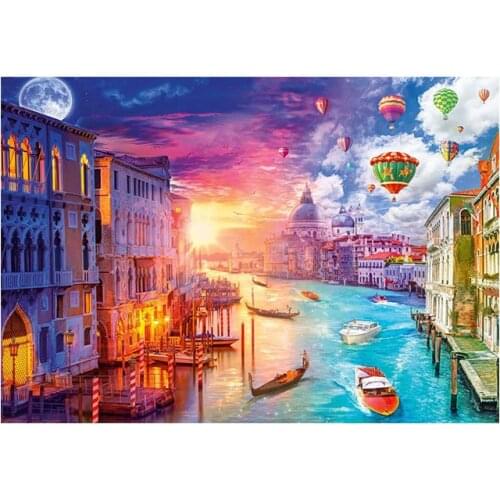 5D DIY Diamond Painting Sunset Venice City Lake Landscape Diamond Embroidery Rhinestone Mosaic Office Home Decor Picture Gift