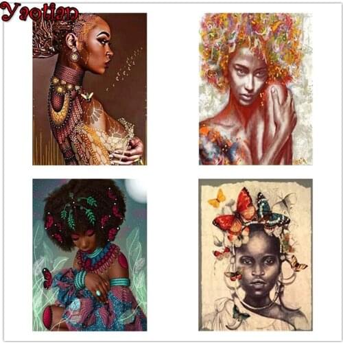5D DIY Full Drill Square Round Diamond Painting African Woman Butterfly Cross Stitch Embroidery Mosaic Kit Needlework Wall Art