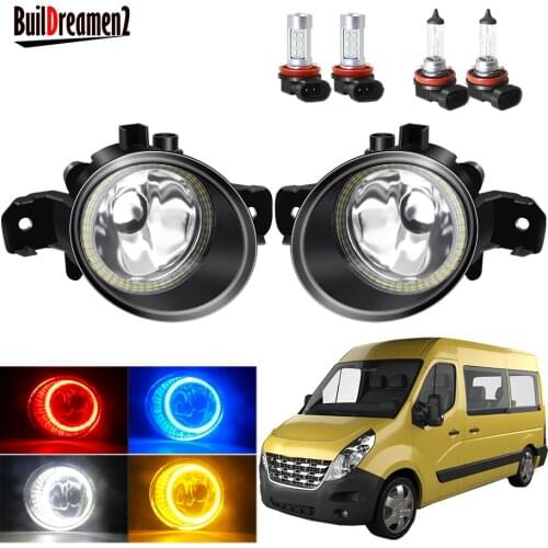 Angel Eye Fog Light Assembly For Renault Master 3/III 2010-2015 Car H11 Front Bumper Fog Lamp Halo Ring Daytime Running Light