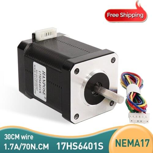 Free shipping 10PCS NEMA17 Stepper Motor 1.8 Degrees 42 Hybrid Step Motor 17HS6401S Two Phase 60mm 70N.cm 1.7A for 3D printer
