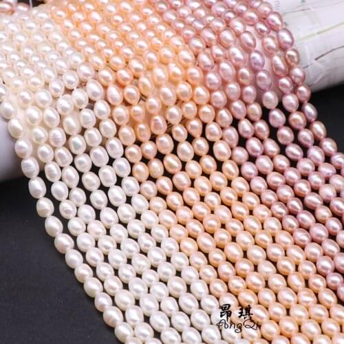 Free Shipping Natural Freshwater Cultured Pearls Beads Rice Shape 100% Natural Pearls for Jewelry Making DIY Strand 13 Inches