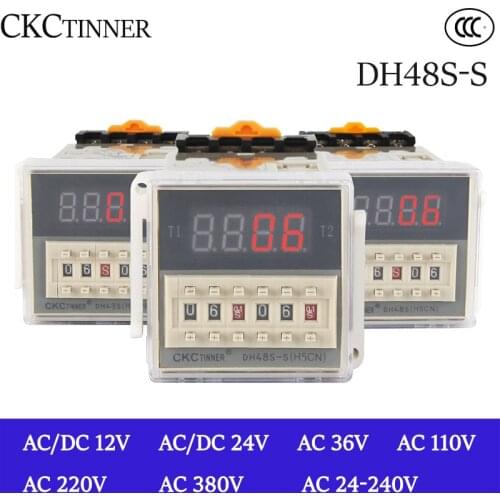 Digital LED Programmable Timer Relay Switch DH48S-S 0.1S-99H Socket Base AC/DC 12V 24V 36V 110V 220V 380V Repeat Cycle Timer