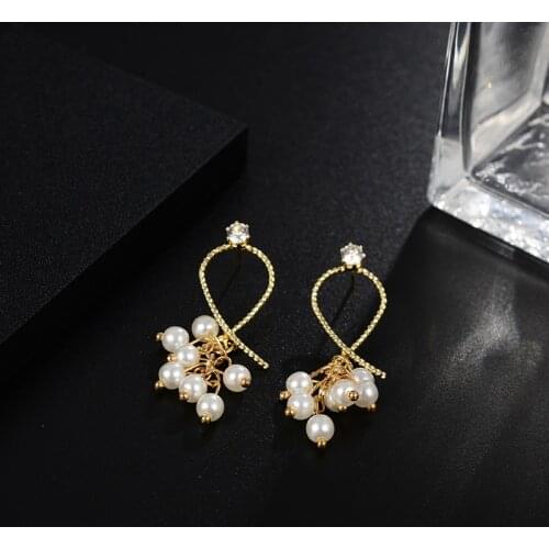 Dorado Bohemian Charm Drop Earrings ZA Simulated Pearl Tassel Metal Geometric Brincos Trendy Jewelry Bes Gifts 2021 New Arrivals