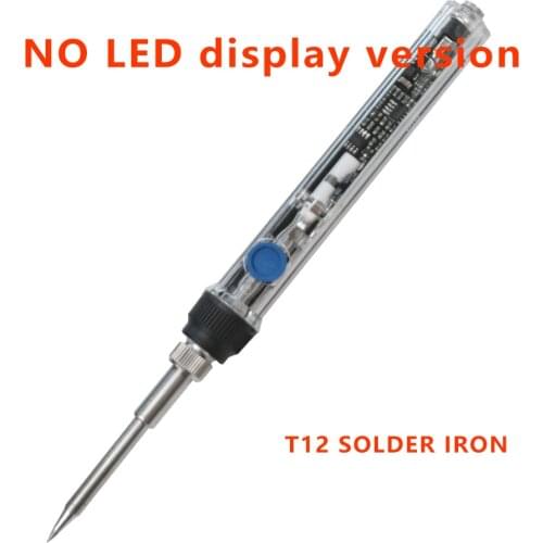 DC 16-24V 72W T12 Mini electric soldering iron adjustable temperature digital display Transparent plastic shell handle DC5521