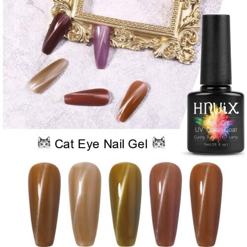 HNUIX 7.5ml Nail Polish Magnet Cat Eye Set Soak Off Semi Vernis Permanant Holographic Glitter Gel Lacuqer UV LED Varnish