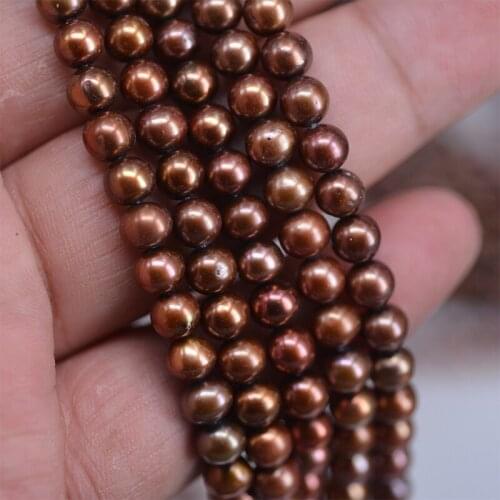 ICNWAY 15inch Natural Freshwater Pearl AAA coffee and bronze Round Beads for Silver 925 Jewelry Making Necklace Bracelet