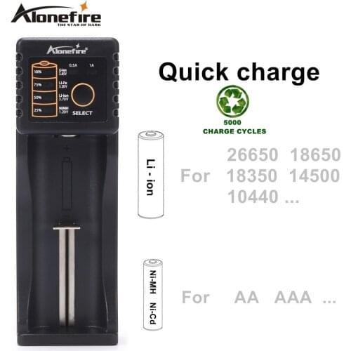Alonefire MC101 Intelligent Li-ion 3.7v Rechargeable batteries Ni-MH Ni-Cd 1.2V USB charger For 26650 18650 18350 16340 10440