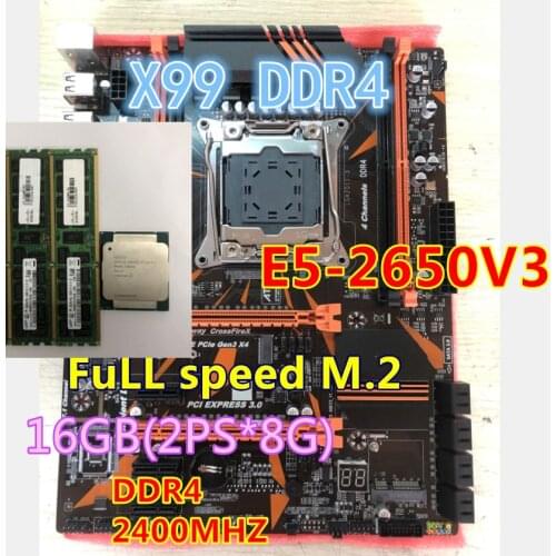 JSFFFLX99 D4 motherboard set with Xeon E5 2650 V3 LGA2011-3 CPU 2pcs X 8GB = 16GB 2400MHz DDR4 memory
