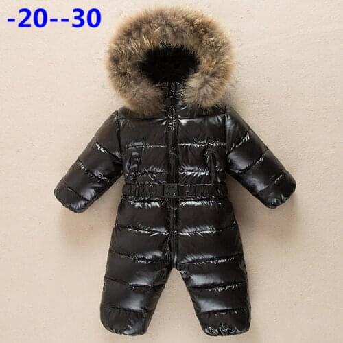 Russia baby winter jumpsuit clothing warm outerwear & coats snow wear duck down jacket snowsuits for kids boys girls clothes