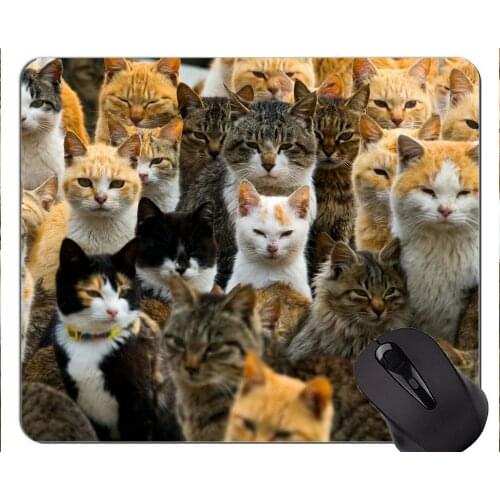 Mouse Pad with Stitched Edge,Aoshima Japanese cat Non-Slip Rubber Base Mousepad