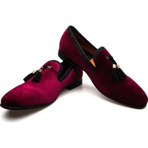 MEIJIANA High Quality Handmade Red Embroidery Velvet Breathable Suede Loafers Men Shoes Wedding Party Fashion Luxury Loafers