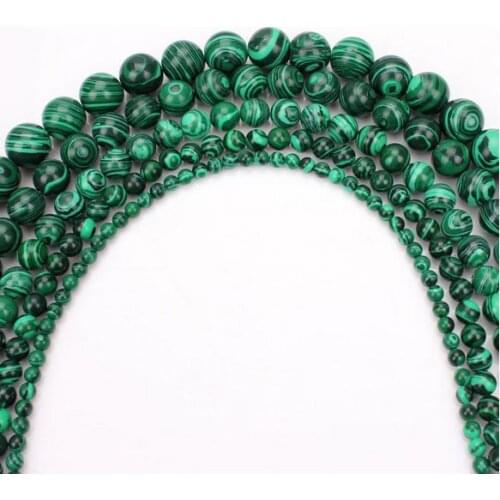 Fashion 15.5inches Malachite Gem Round Loose Spacer Beads Strand 4 6 8 10 12mm Pick Size