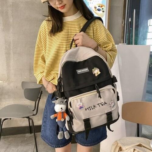 Harajuku 2021 Fashion Women Backpack Nylon Waterproof School Bag For Girls Large Capacity Travel Backbags Student Bookbags