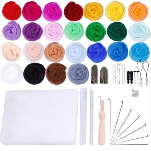 DIY Wool Felt Craft Kit Needle Wool Felting Starter Tools Handmade Felt Needle Set Felting Fabric Materials Handcraft Wool Fiber