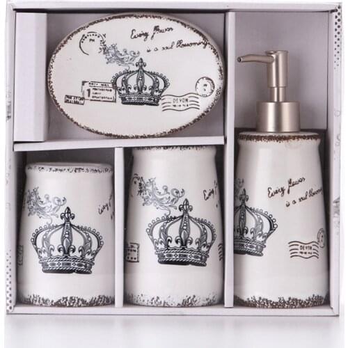 Pack 4 Bathroom Accessory Set Soap Dish Dispenser Toothbrush Holder Tumbler A