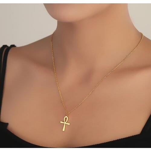 Stainless Steel Coptic Ankh Cross Religious Pendant Necklace Guardian Jewelry Gift