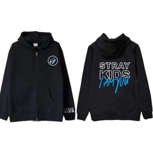 Kpop Stray Kids New Album I Am You MIROH Spring Autumn Black Grey Zipper Hoodies WOOJIN FELIX BANG CHAN JISUNG