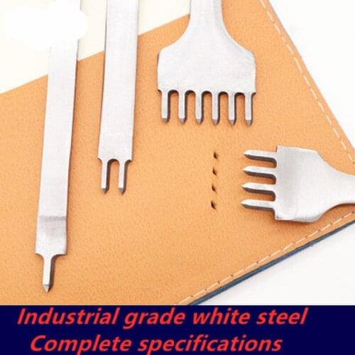 4Pcs/lot Stainless Leather Punch Steel Leather Craft Tools3/4/5/6mm Stitching Punch Tool 1+2+4+6 Prong Tools for Leather Belt