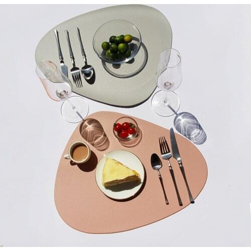 Tableware Waterproof And Oil Proof Restaurant Triangle Heat Insulation Soft Black Table Mat Nordic Imitation Leather Placemat