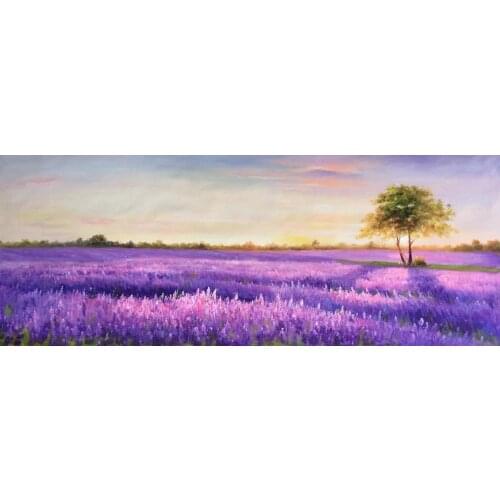 100%Hand Painted High Quality Oil Painting on Canvas Lavender Flower Landscape Canvas Painting Wall Art Picture Home Decoration