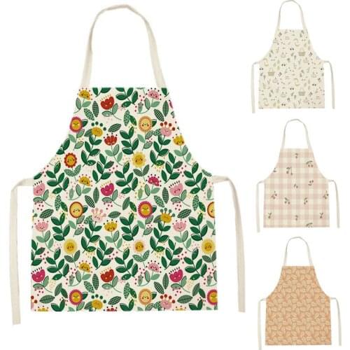 Nordic Simple Apron Clouds Home Cooking Baking Kitchen Aprons Fruit Leaves Coffee Shop Pinafores Cleaning Accessory 68-55cm